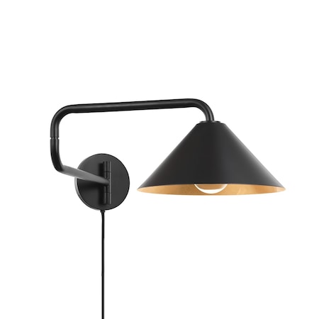 Mitzi Brianna 1 Light Plug-In Sconce 11 In. Gold Leaf/Soft Black Combo HL629201-GL/SBK