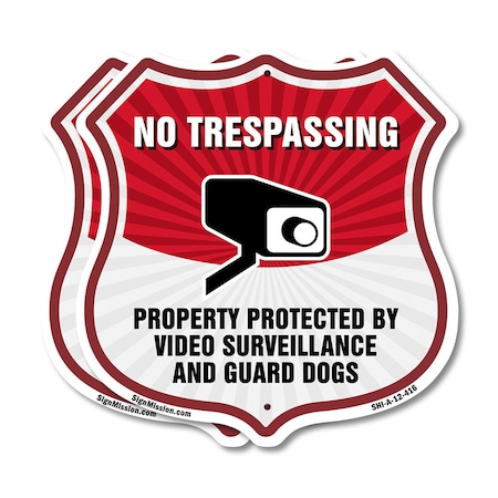 Signmission No Trespassing Shield Sign Property Prot, 12 inch X 12 inch, Plastic Sign, 2PK SHI-P-2PACK-12-416