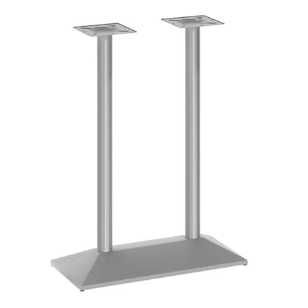 Flash Furniture Palis 27in. W x 15in. D Dining Height Double Column Table Base for 30in. x 48in. Table Tops, Silver XU-DG-TB002-OUT-SLV-GG
