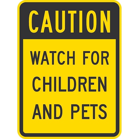 Lyle Caution Watch For Children And Pets, 18x24, Non-Reflective, Yellow G-11275-NA_18x24