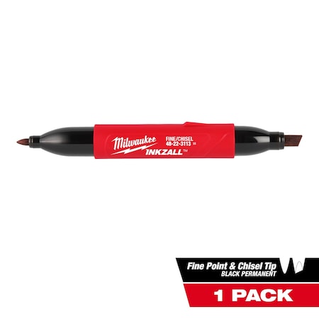 Milwaukee Tool Double Sided Black Marker, Plastic 48-22-3113