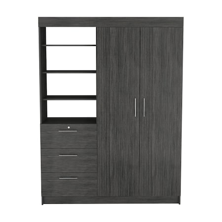 Homeroots 59" Gray Three Drawer Combo Dresser 546383