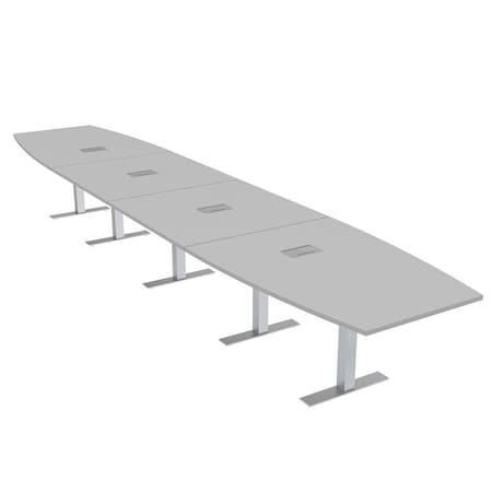 Skutchi Designs 20ft Conference Table With Power Unit | 20 Person Modular Boat Meeting Table | Harmony Series HAR-BOT-48X240-T-U779-ESIL