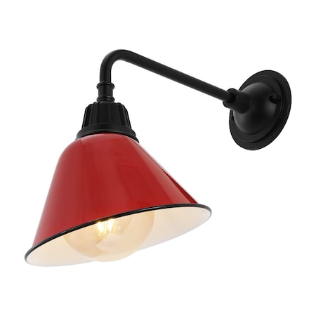 Jonathan Y Croydon 9.63" 1-Light Farmhouse Industrial Indoor/Outdoor Iron LED Gooseneck Arm Outdoor Sconce, Red JYL7612E