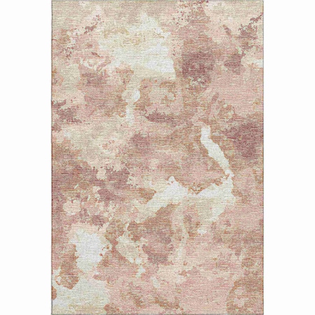 Homeroots 3' X 5' Pink And Ivory Abstract Washable Indoor Outdoor Area Rug 643601