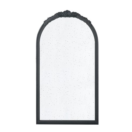 Homeroots 42" Black Crowned Top Antiqued Glass Arch Framed Accent Mirror 485096