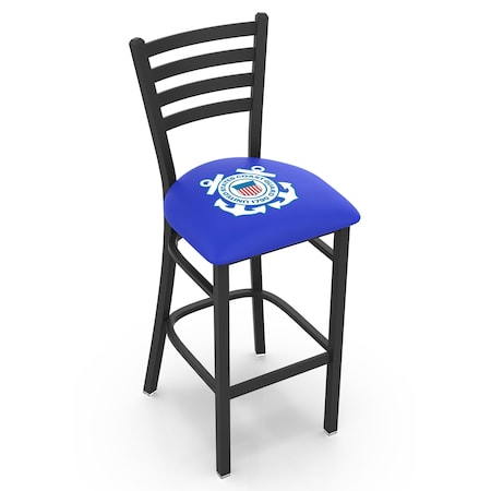 Holland Bar Stool Co 30" Blk Wrinkle U.S. Coast Guard Stationary Bar Stool, Ladder Back L00430CstGrd