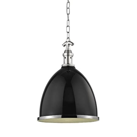 Hudson Valley Lighting Viceroy 1 Light Pendant 12.75 In. Black/Polished Nickel 7714-BPN