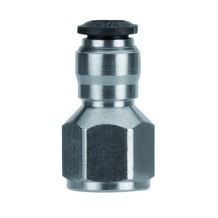 Usa Industrials Push to Connect Tube Fitting, Nickel Plated Brass w/ Plastic Release Ring, Female Straight, 10mm ZUSA-TF-PTC-NPBR-57