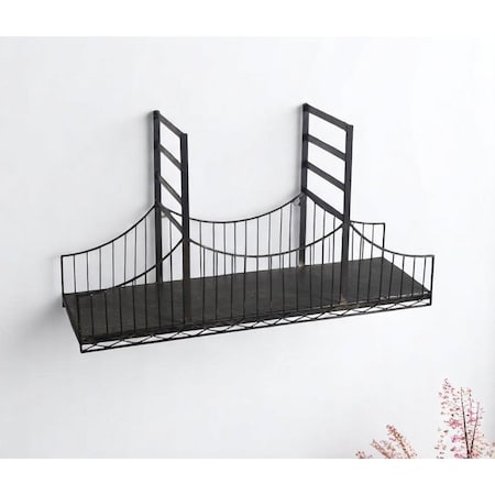 Homeroots 12" Black Metal Novelty Wall Mounted Accent Shelf 608660