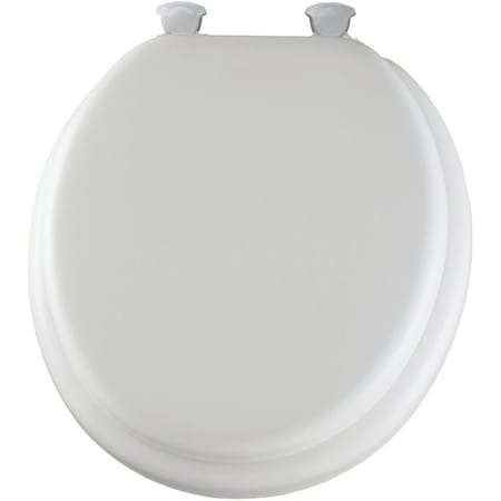 Mayfair Toilet Seat, Round, FoamVinylWood, White, Twist Hinge 15EC-000