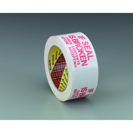 Scotch Preprinted Packing Tape, 1.8 mil Thick, 1.88 in W x 109.36 yd L, 3 in Core Dia., White, 36 PK 3771