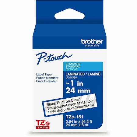 Brother Label/Ribbon Cartridge, Clear, Gloss, 1 in W TZE151G