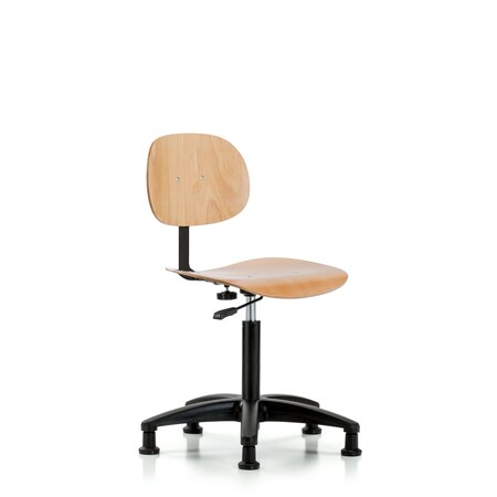 Blue Ridge Ergonomics Chair, Wood, Med Bench, Glides, Wood, 17-1/2" to 25-1/4" Seat Height, Non-Marring Glides BR-WMBCH-RG-NF-RG