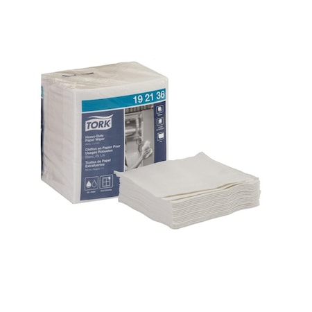 Tork Heavy Duty 1/4 Fold Wiper, 13 in L x 12-1/2 in W, 56, Paper/Double Re-Creped, White, 1 Plys 192136