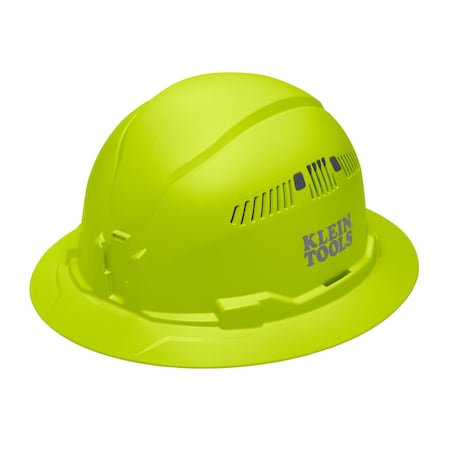 Klein Tools Hard Hat, Vented, Full Brim Style, High Visibility Lime 60911