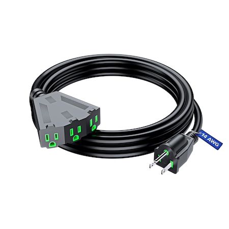 Maximm 10ft 14AWG SJTW 3-Outlet Extension Cord, ETL, Black OBK-IGRN-004H-052H-10BK