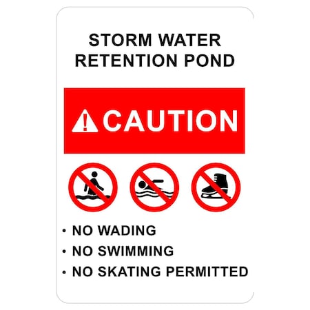 Sign Solutions Usa Storm Water Retention Pond, 12 in W x Vertical Rectangle, Aluminum Sign DCS06HWT1218CUS00107