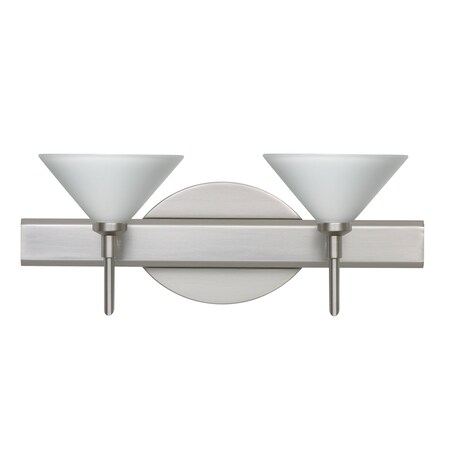 Besa Lighting Kona Vanity, White, Satin Nickel Finish, 2x40W Halogen 2SW-117607-SN