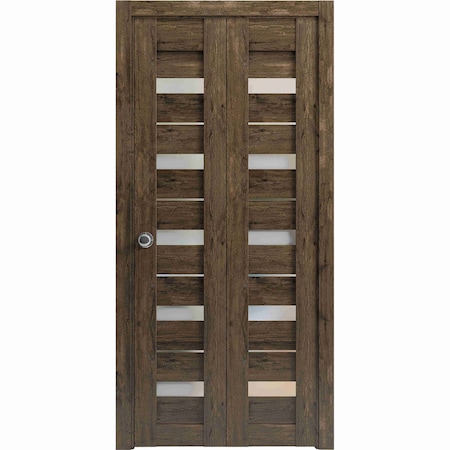 Sartodoors Sliding Closet Bi-fold Doors Oak Solid Core Modern Interior QUADRO4445BF-AKA-56 x 96 (2* 28x96)