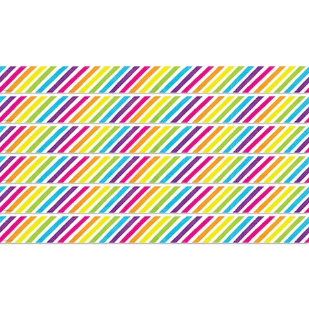 Teacher Created Resources Brights 4Ever Stripes Straight Border Trim, 35 Feet Per Pack, 6PK TCR6927
