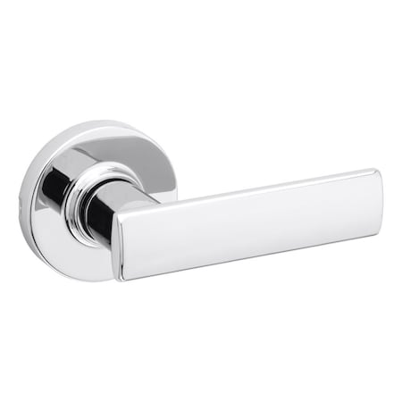 Kwikset Breton Lever with Round Rose Passage Door Lock with 6AL Latch and RCS Strike Bright Chrome Finish 200BRNLRDT-26