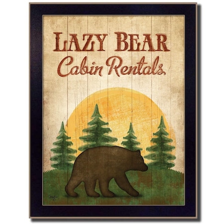 Homeroots Lazy Bear 2 Black Framed Print Wall Art 405448