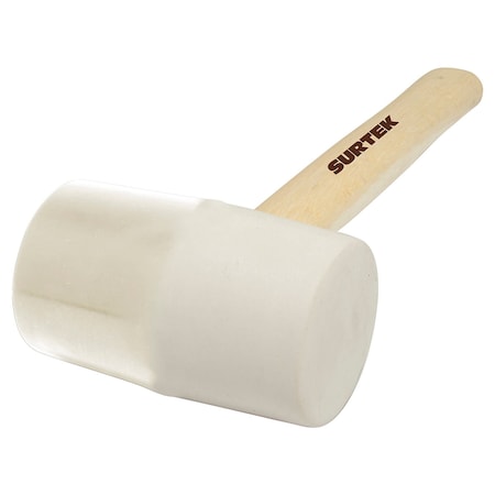 Surtek Wooden Handle White Color Rubber Head Mallet 12in, 8 Oz 608B