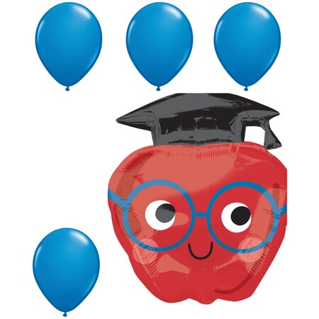 Loonballoon Shape Graduation Future Dreams Apple Balloon Balloon for Graduation, 4 blue latex set LB-97884