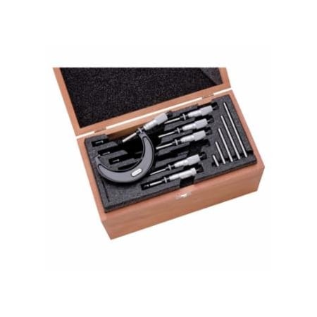 Starrett S436.1 Micrometer Set, ST436.1CXRLZ Model, 0 in to 6 in Range, 0.0001 Graduation, Includes 5 681-68045