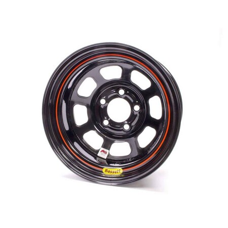 Bassett 58D53I 15 x 8 in. IMCA D-Hole Wheel, 3 in. Back Spacing, Black - 19 lbs BAS58D53I