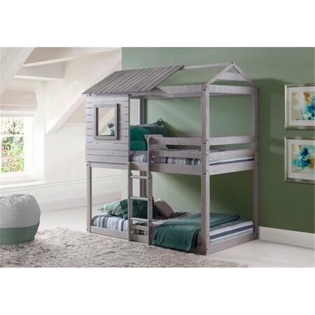 Convenience Concepts PD-1370TTLG Deer Blind Twin Over Twin Size Bunk Loft Bed, Light Grey HI2484092