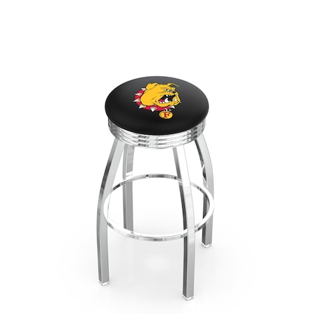 Holland Bar Stool Co 25" Chrome Ferris State Swivel Bar Stool, Accent Ring L8C3C25FerrSt