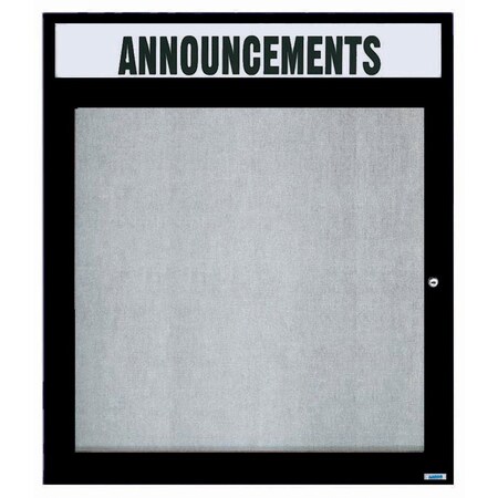 Aarco Outdoor Enclosed Bulletin Board w/ Al Frame Header, Powder Coated Black, 36''Hx30''W ODCC3630RHBK