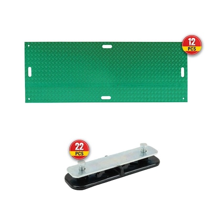 Mytee Products 13 ft x 8 ft Green Ground Protection Mats & 22 Pcs Single Connectors GPM-3805-GREEN-SINGLE
