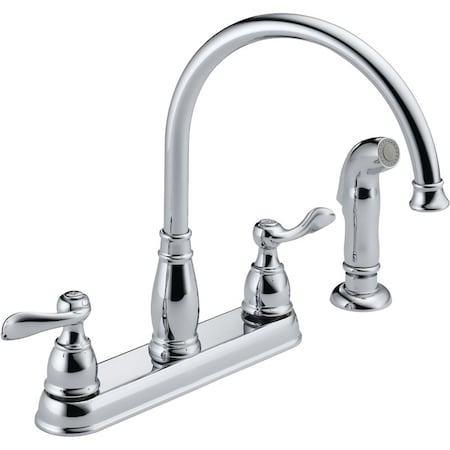 Delta Windemere Series Kitchen Faucet with Side Sprayer, 18 gpm, 2Faucet Handle, Plastic 21996LF-SS