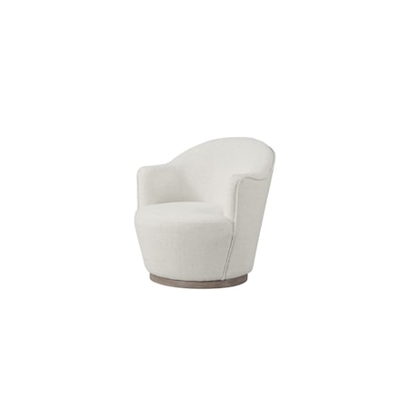 Homeroots 27" Off White Fabric Swivel Barrel Chair 554188