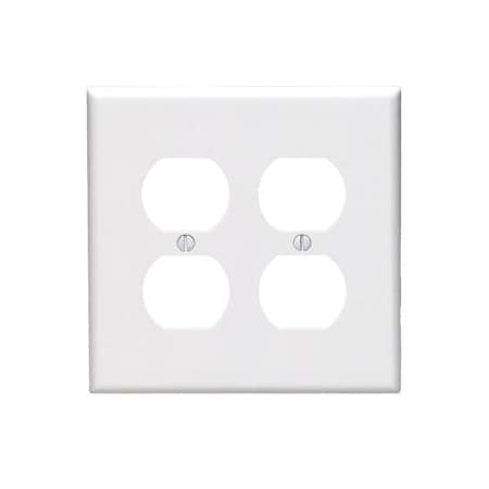 Leviton Receptacle Wallplate, Midway Size, Gang 2, White 80516-W
