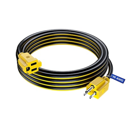 Maximm 15ft 16AWG Heavy Duty SJTW Indoor Extension Cord ETL, Black/Yellow C-bk-yl-P-yl-I-bk-15ft