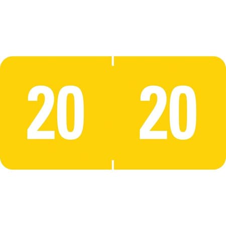 Smead YEARLY END TAB FILE FOLDER LABELS, 20, 0.5 X 1, YELLOW, 25/SHEET, 10PK 67920
