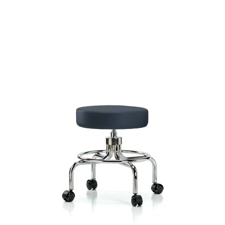 Blue Ridge Ergonomics Screw-Lift Stool, Vinyl, CR, Casters, Navy BR-VSLMD-CR-RC-8582