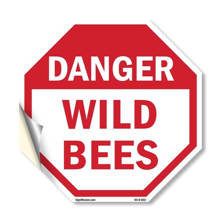 Signmission Danger Wild Bees, 10 Inch X 10 Inch, Vinyl Decal OC-D-10-22