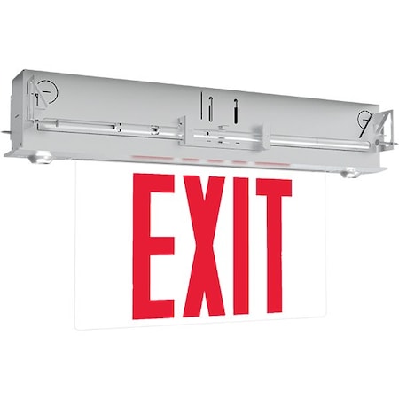 Exitronix S900C Series LED Edge-Lit Exit Sign Combo, Recessed Emergency Heads S900C-R-R-AG