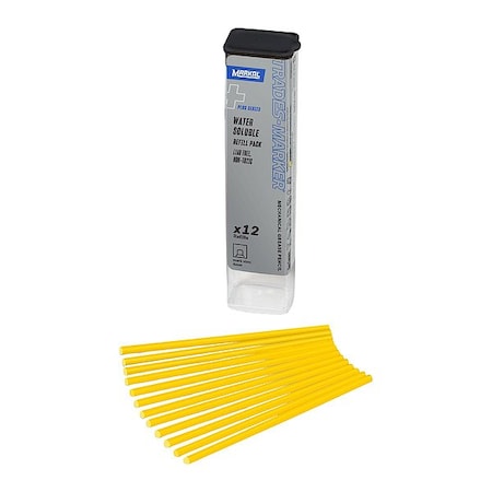 Markal Industrial Marker, Medium Tip, Yellow Color Family, Wax, 12 PK 096181