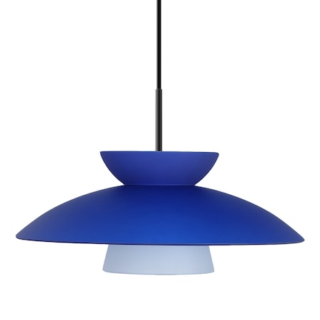 Besa Lighting Besa Trilo 15 Pendant, Blue Matte, Black Finish, 1x 75W MAX E26 Base 1JT-451323-BK