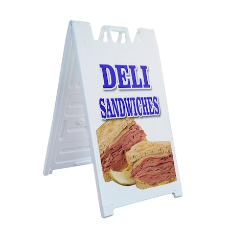 Signmission Deli Sandwiches, A-Frame & 2 Decals Installed, Heavy-Duty Plastic Frame SBHD-D-2436-Deli Sandwiches