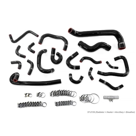 Hps Performance Silicone Radiator, Heater, Ancillary and Breather Coolant Hose Kit, Black 57-2136-BLK