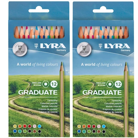 Lyra Graduate Colored Pencil Set, Assorted Colors, 12-Piece Set, 2PK L2871121