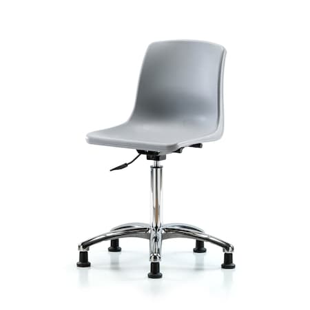 Blue Ridge Ergonomics Polypropylene Shell Chair Chrome - Medium Bench Height with Stationary Glides in Gray SMBCH-CR-NF-RG-GRY