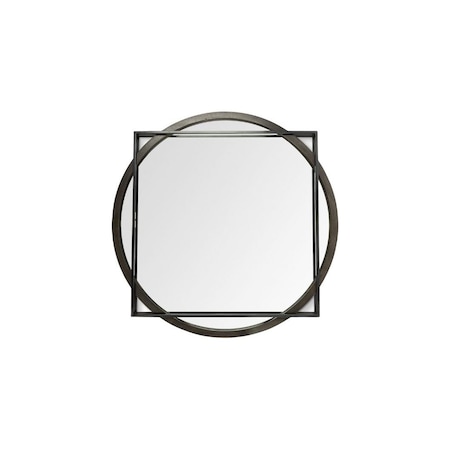 Homeroots 46" Black Abstract Metal Framed Accent Mirror 376440